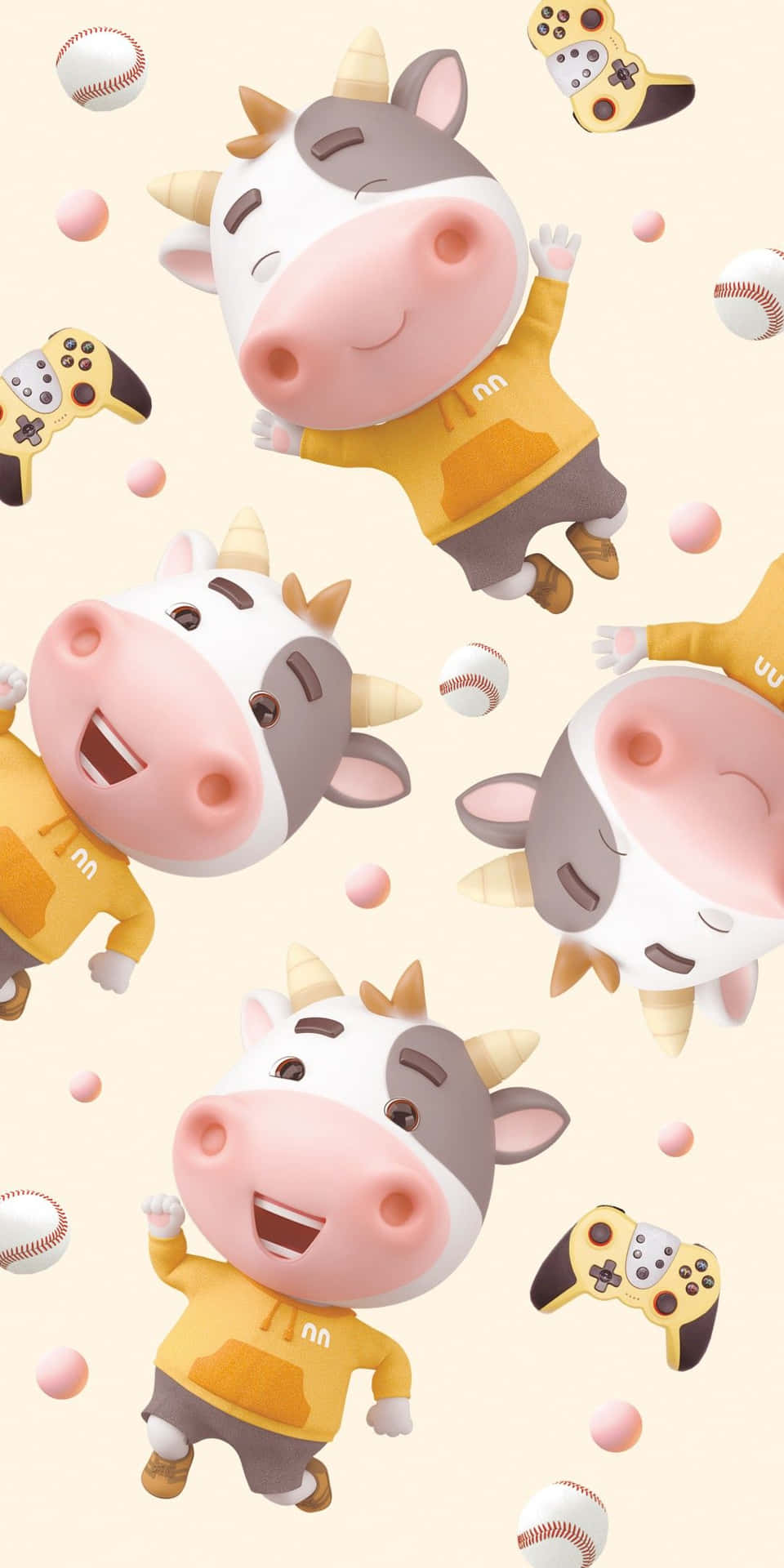 Adorable Kawaii Cute Cow Smiling Playfully Background