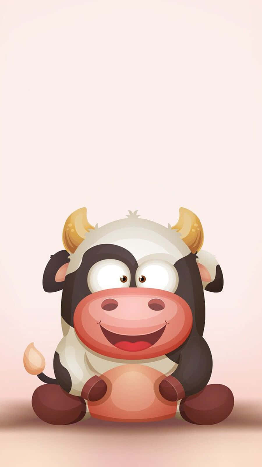 Adorable Kawaii Cute Cow With Pink Background Background