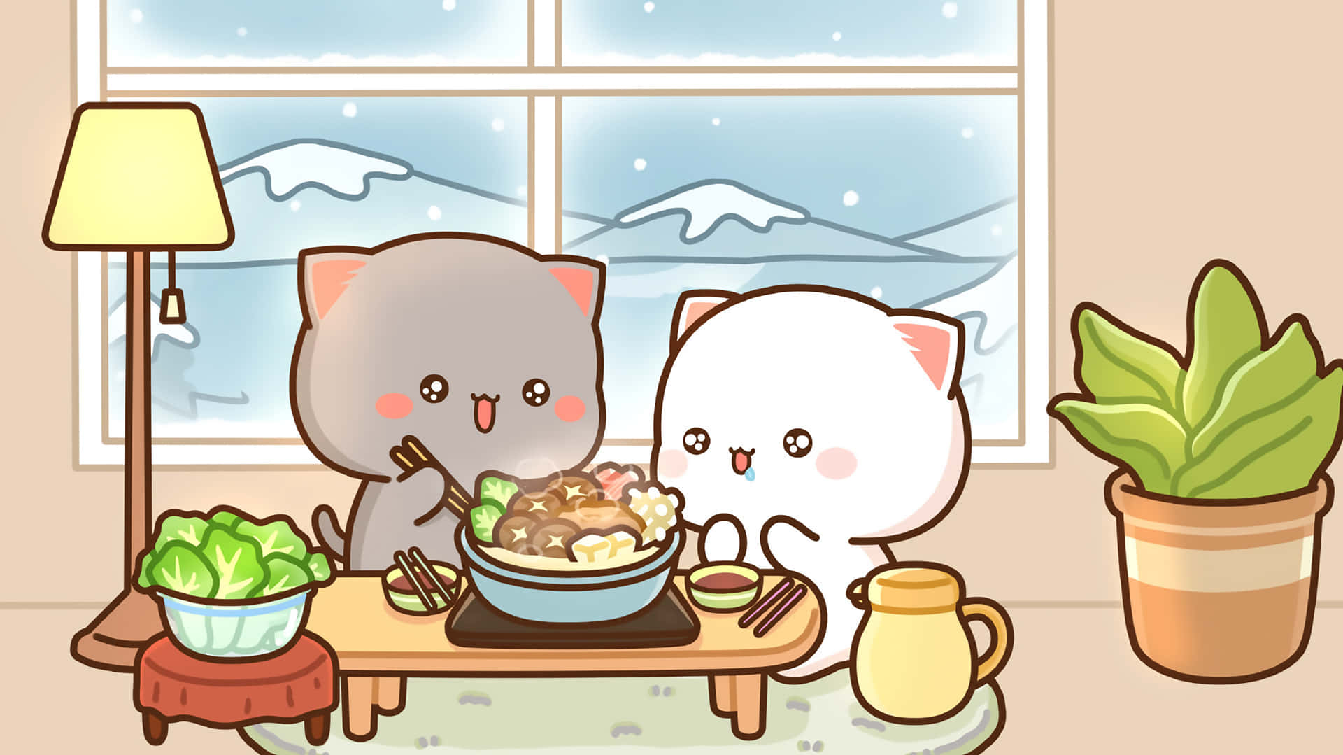 Adorable Kawaii Japanese Digital Art Background