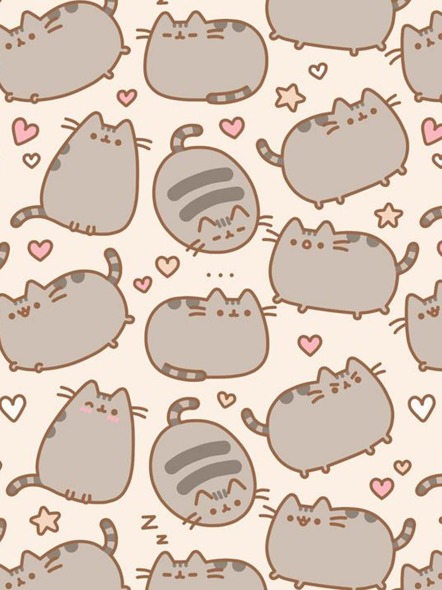 Adorable Kawaii Pusheen Enjoying A Treat Background