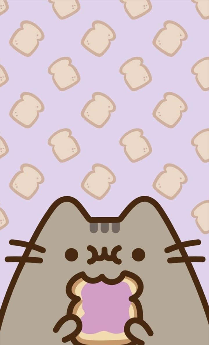 Adorable Kawaii Pusheen Taking A Break Background