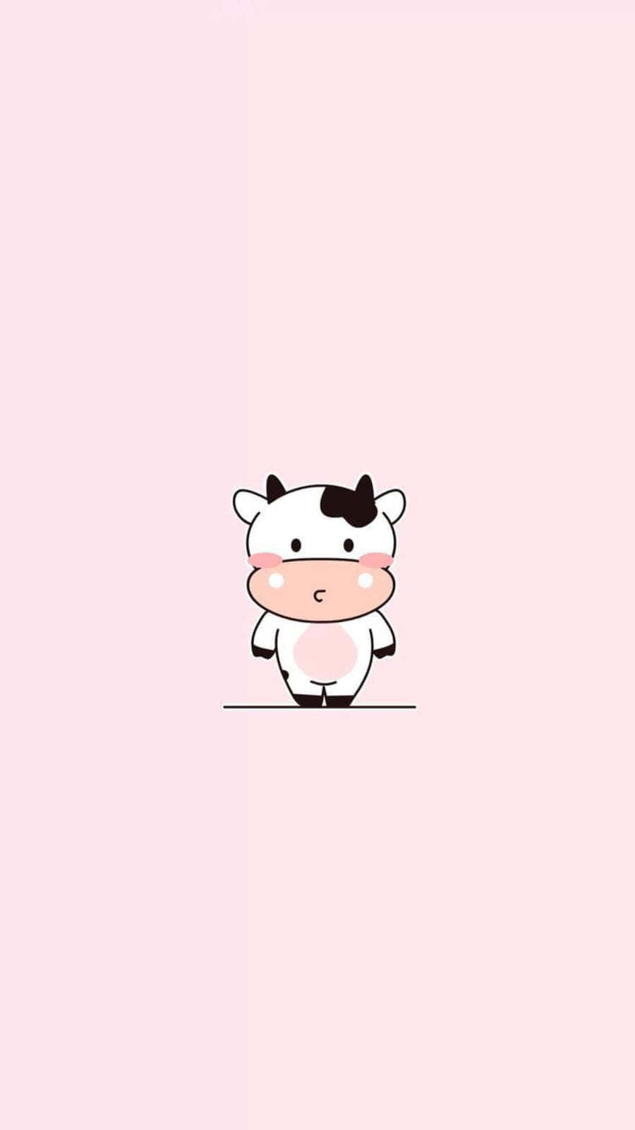 Adorable Kawaii Strawberry Cow Illustration Background
