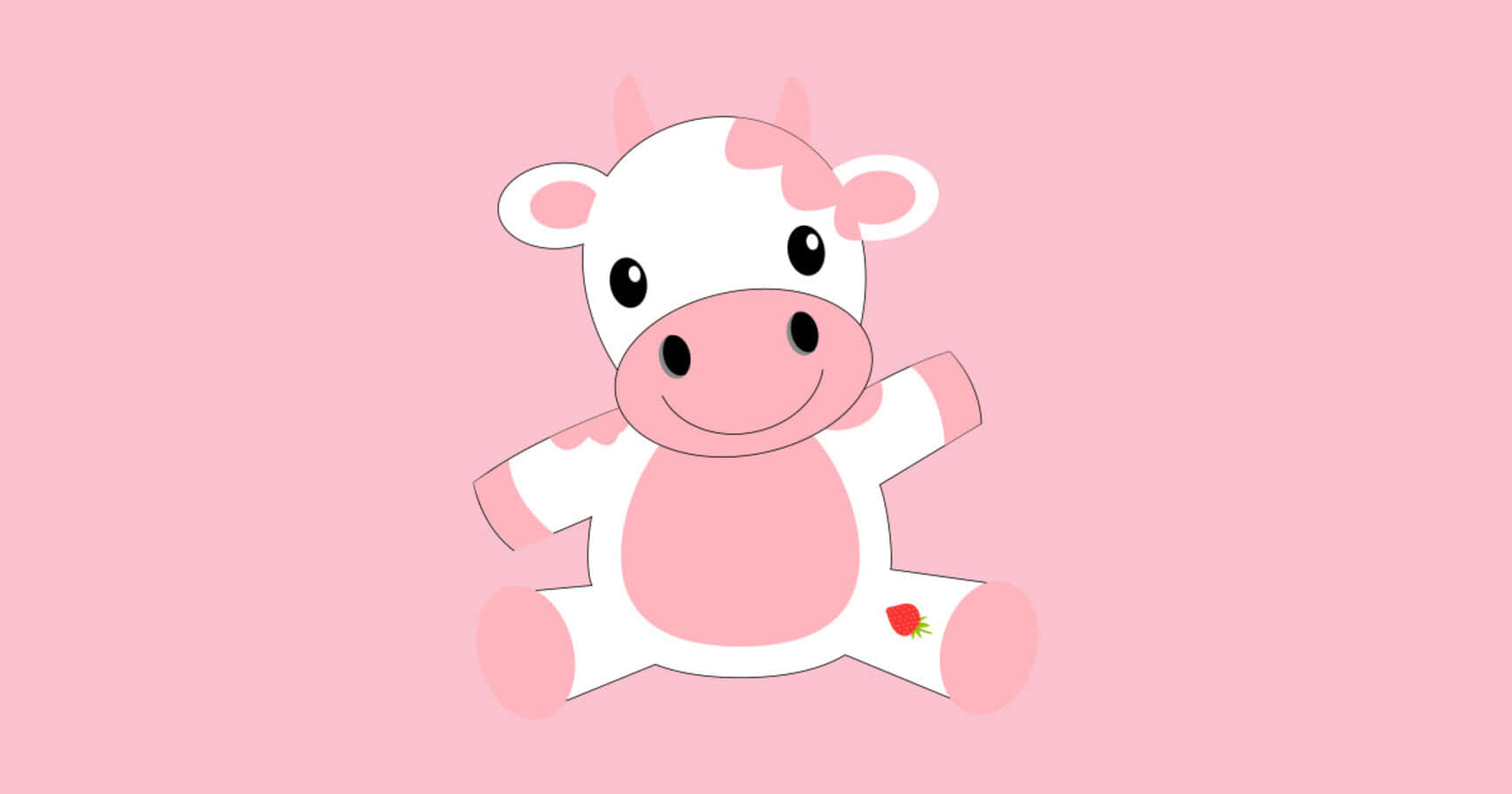 Adorable Kawaii Strawberry Cow Illustration Background