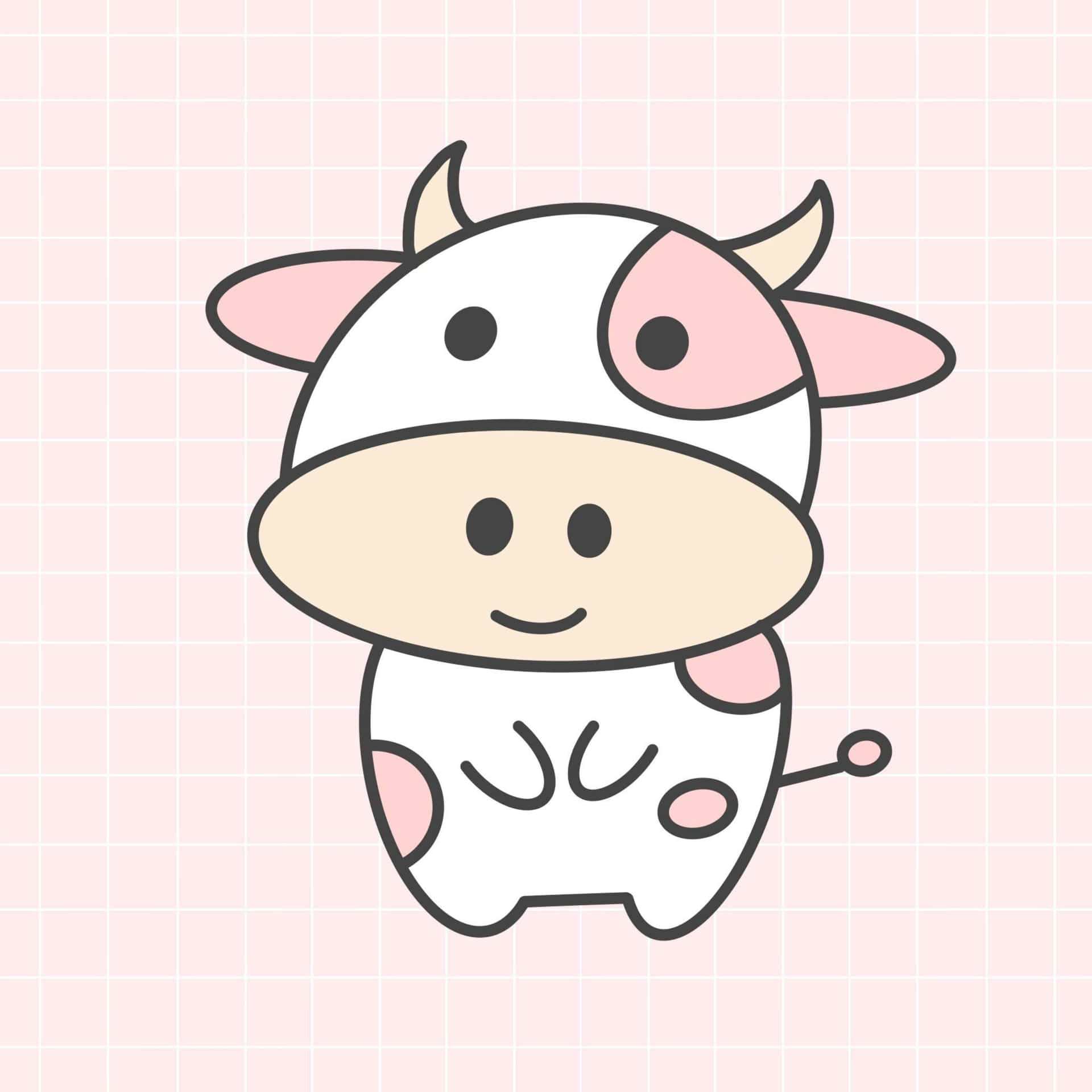 Adorable Kawaii Strawberry Cow On A Pastel Background Background