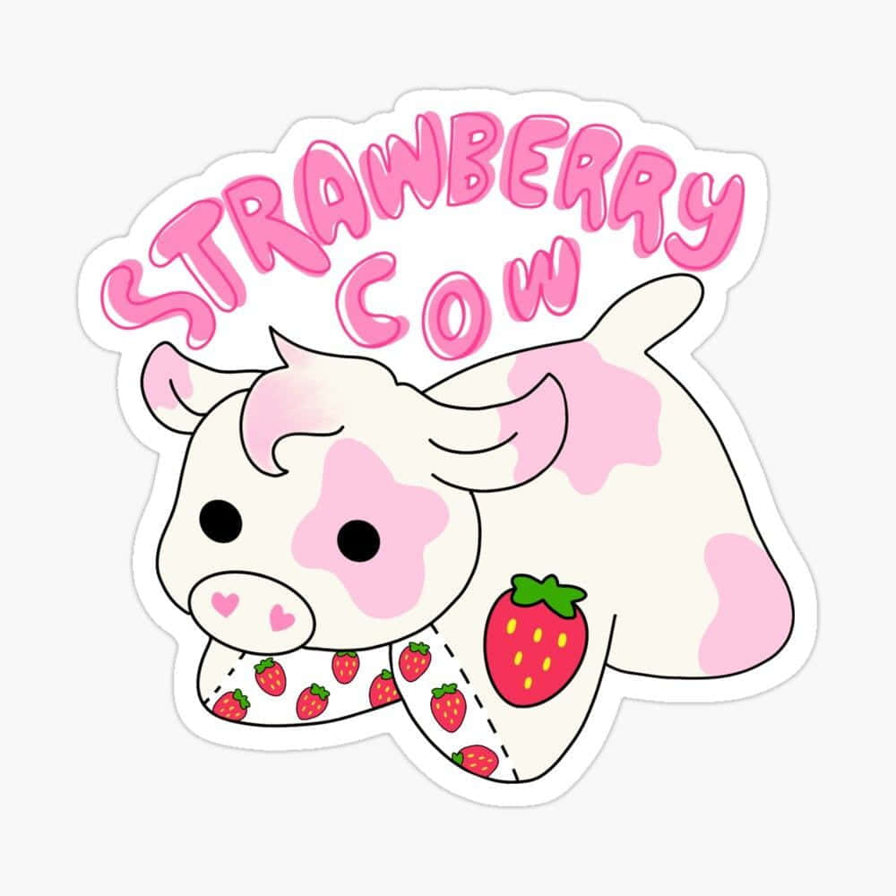 Adorable Kawaii Strawberry Cow Wallpaper Background