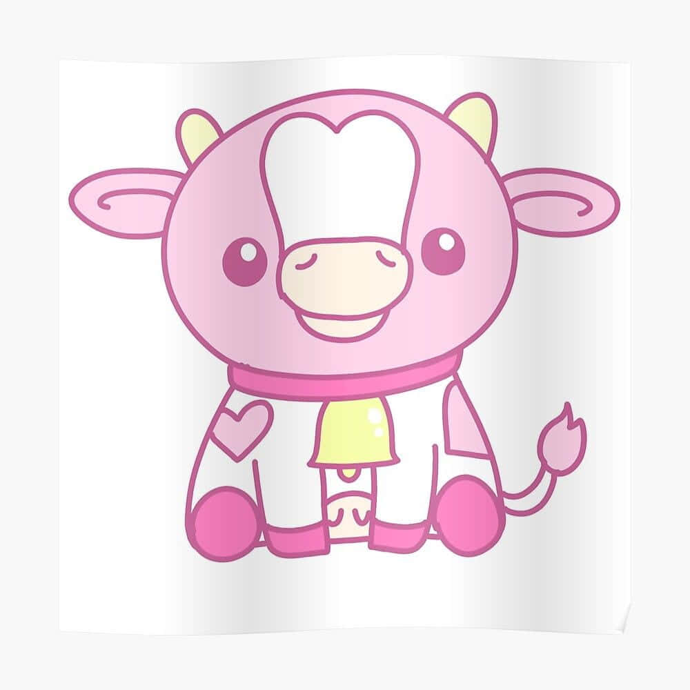 Adorable Kawaii Strawberry Cow Wallpaper Background