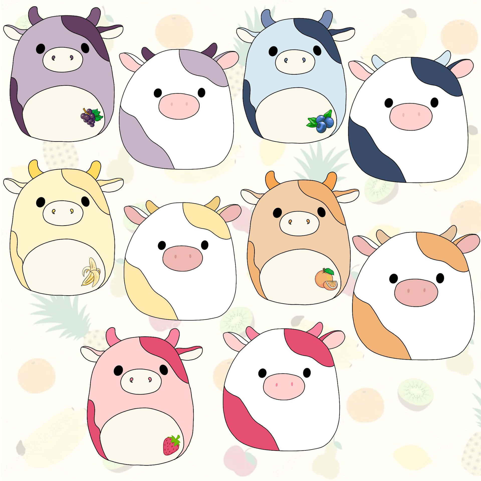 Adorable Kawaii Strawberry Cow With A Friendly Smile Background