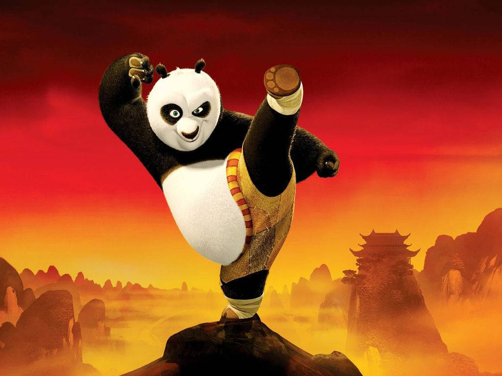 Adorable Kung Fu Panda Displaying His Martial Art Skills Background