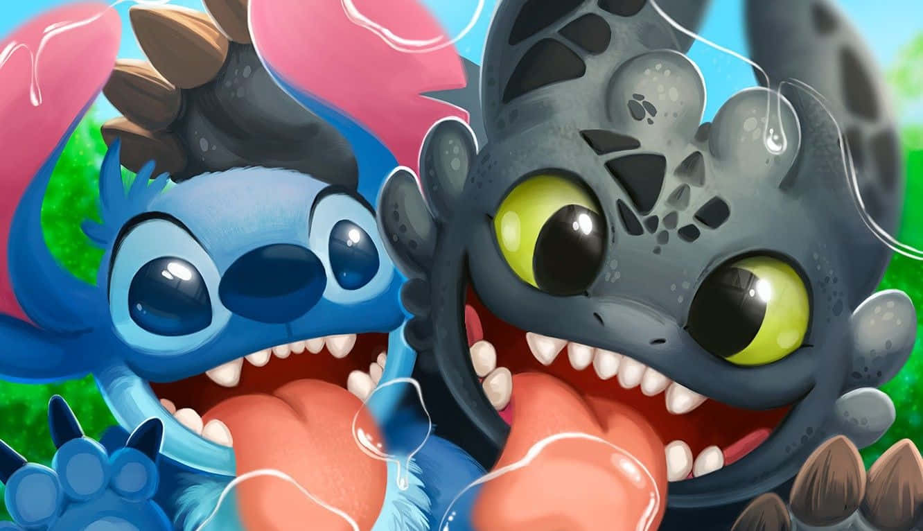 Adorable Lilo And Stitch Enjoying Their Cheerful Friendship Background