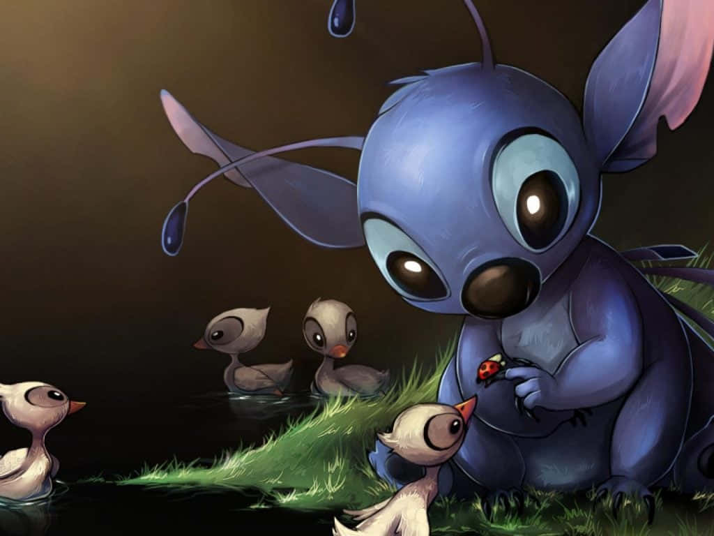 Adorable Lilo And Stitch Hug Background