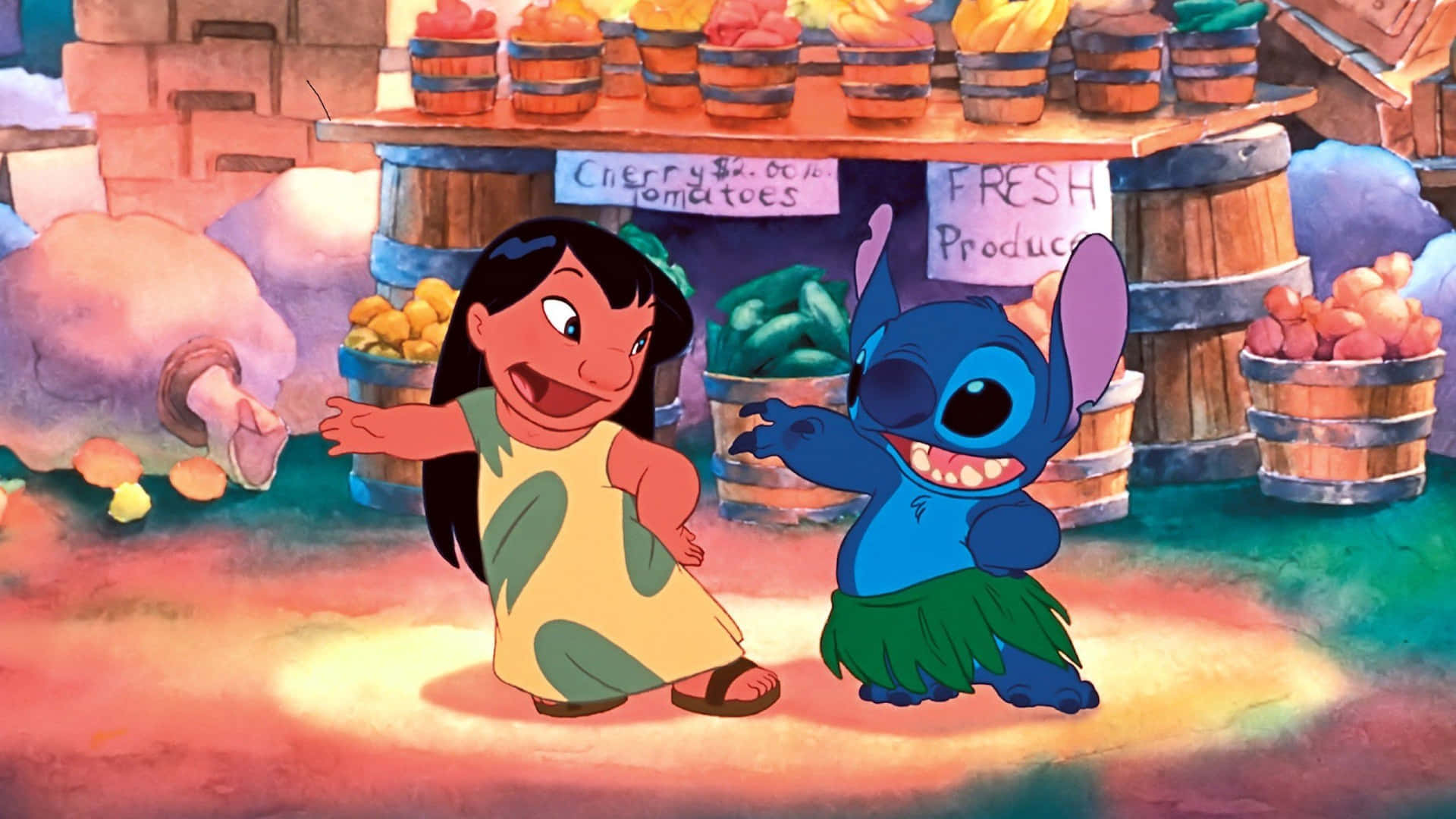 Adorable Lilo And Stitch Moment Background