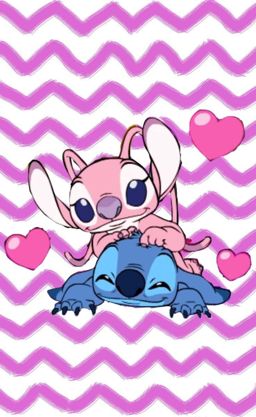 Adorable Love Stitch And Angel Background