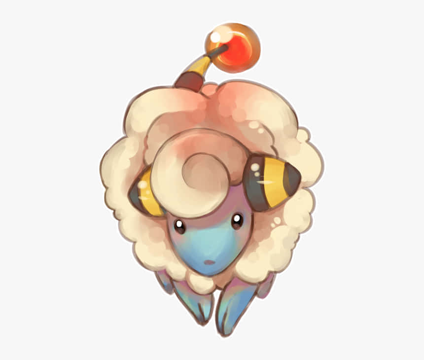 Adorable Mareep With Glowing Tail Bulb At Night Background