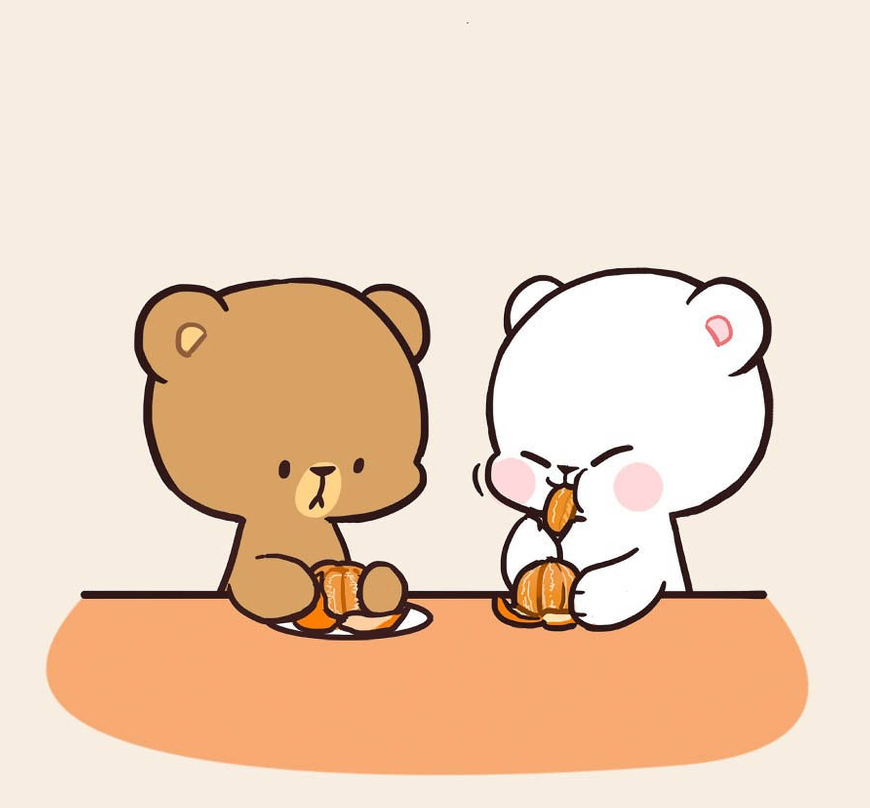 Adorable Milk And Mocha Bears Embrace Background