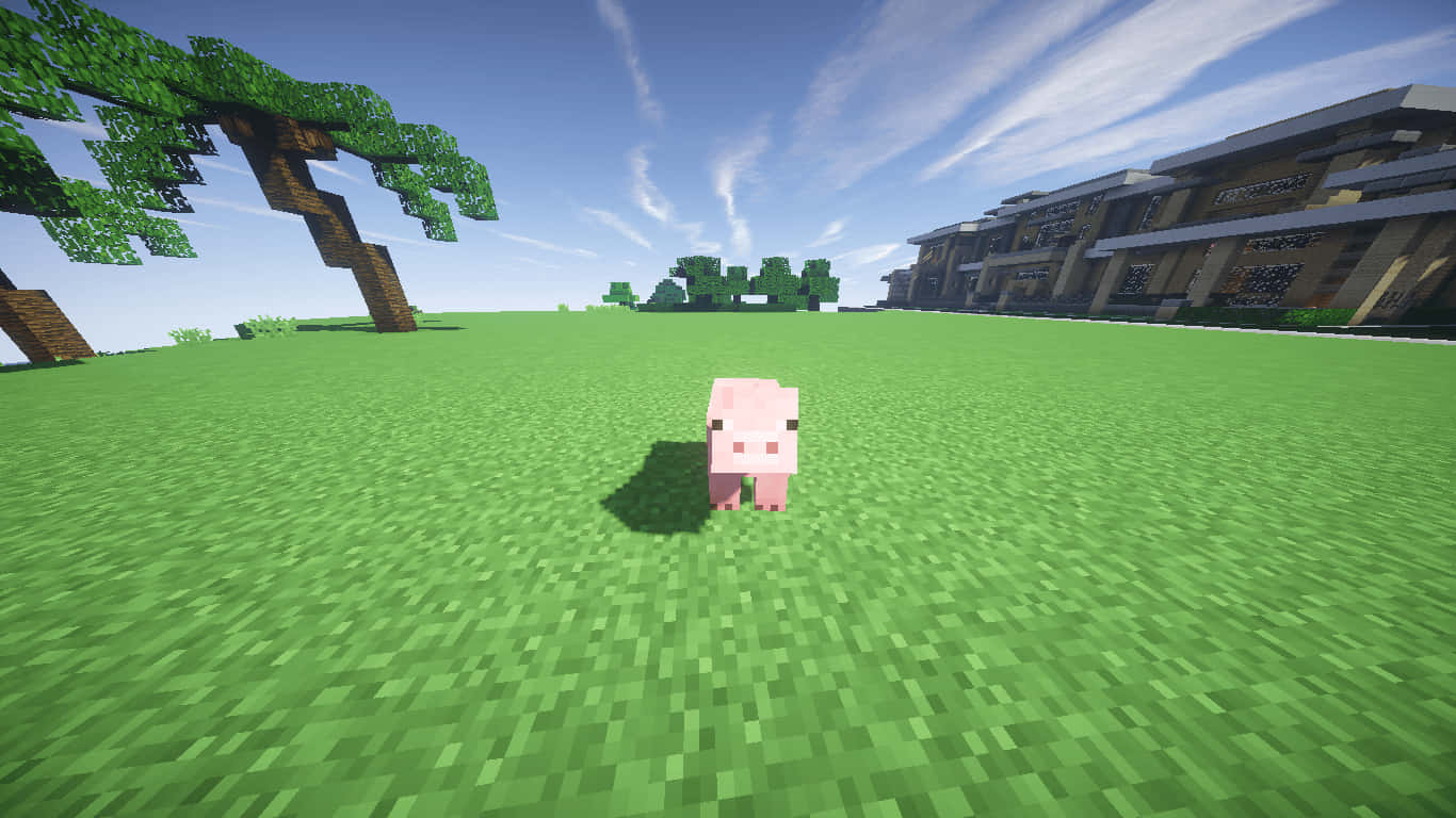 Adorable Minecraft Pig Background