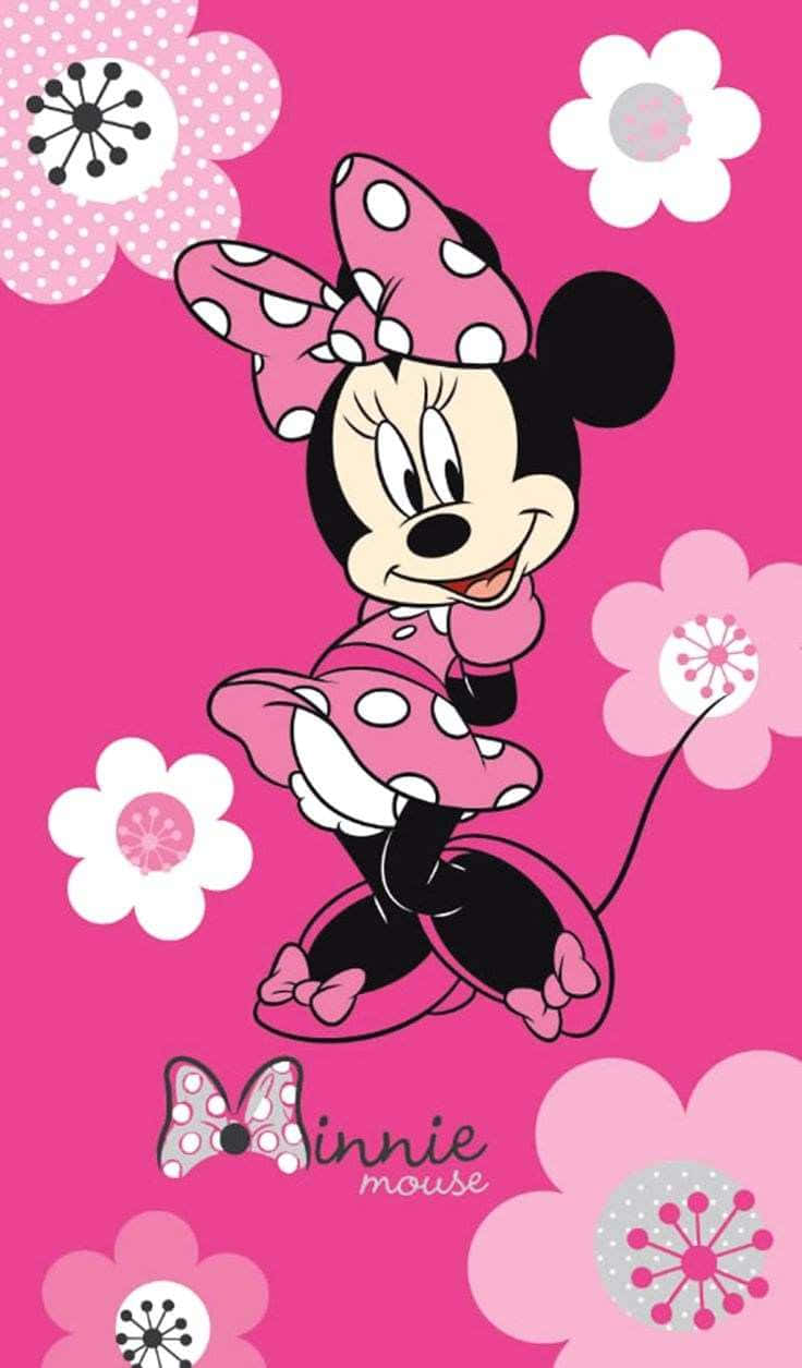 Adorable Minnie Mouse In Pink Background