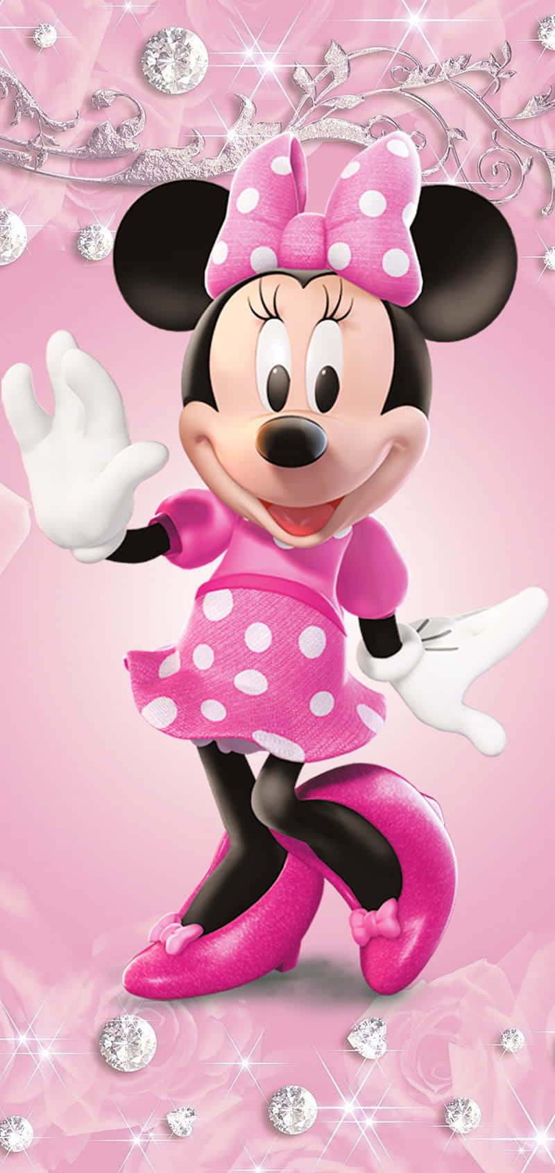 Adorable Minnie Mouse Sporting Her Signature Pink Color Background