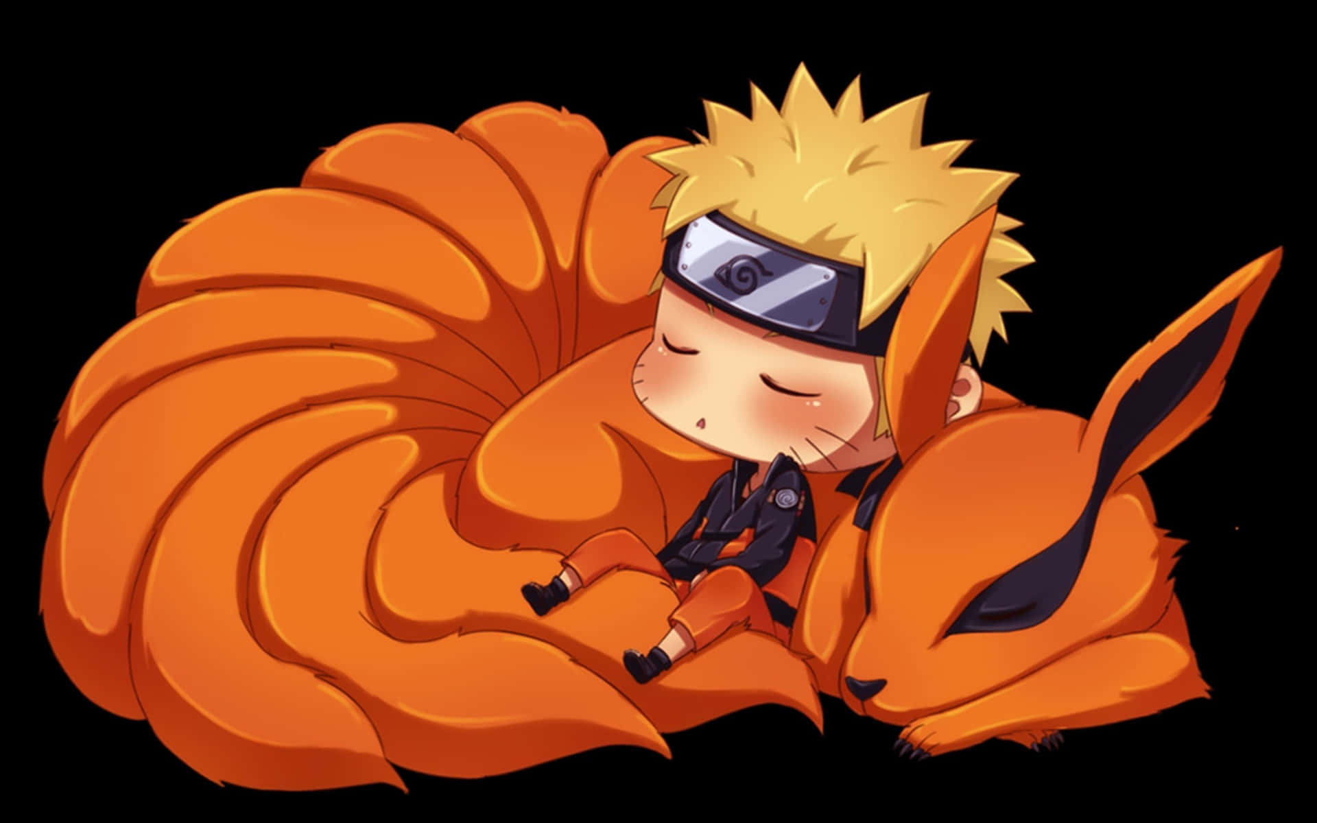 Adorable Naruto Nine Tails Sleeping Together Background