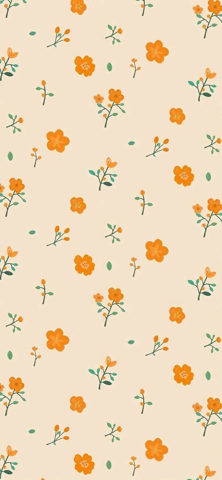 Adorable Orange Floral Pattern Background