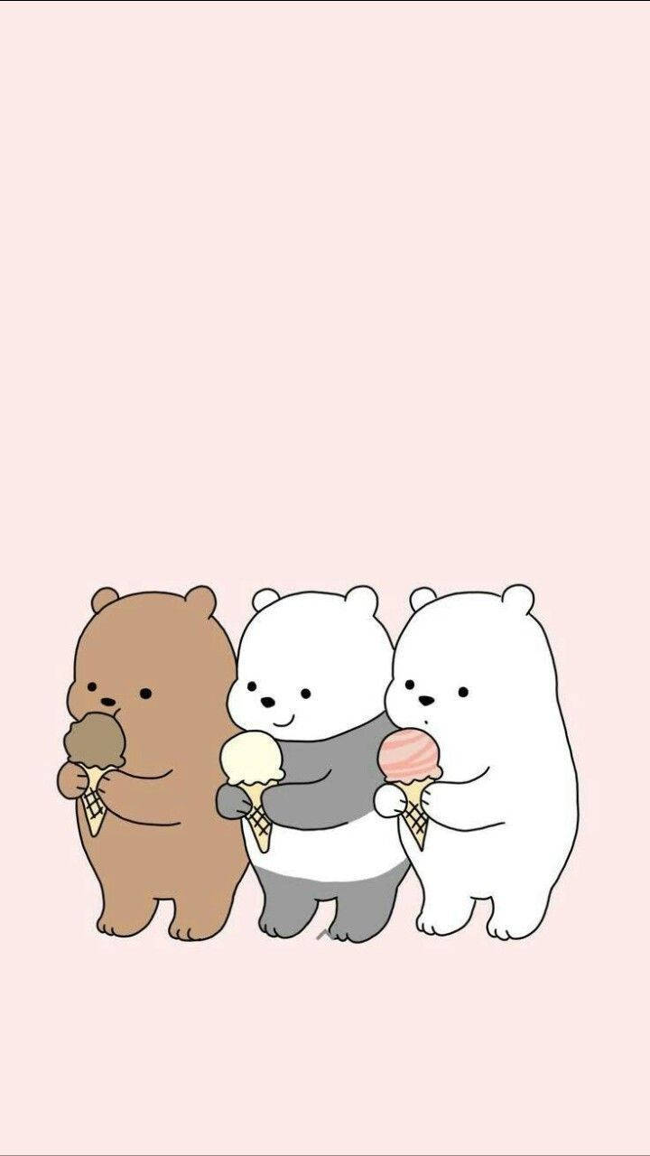 Adorable Pastel-colored We Bare Bears Illustration Background