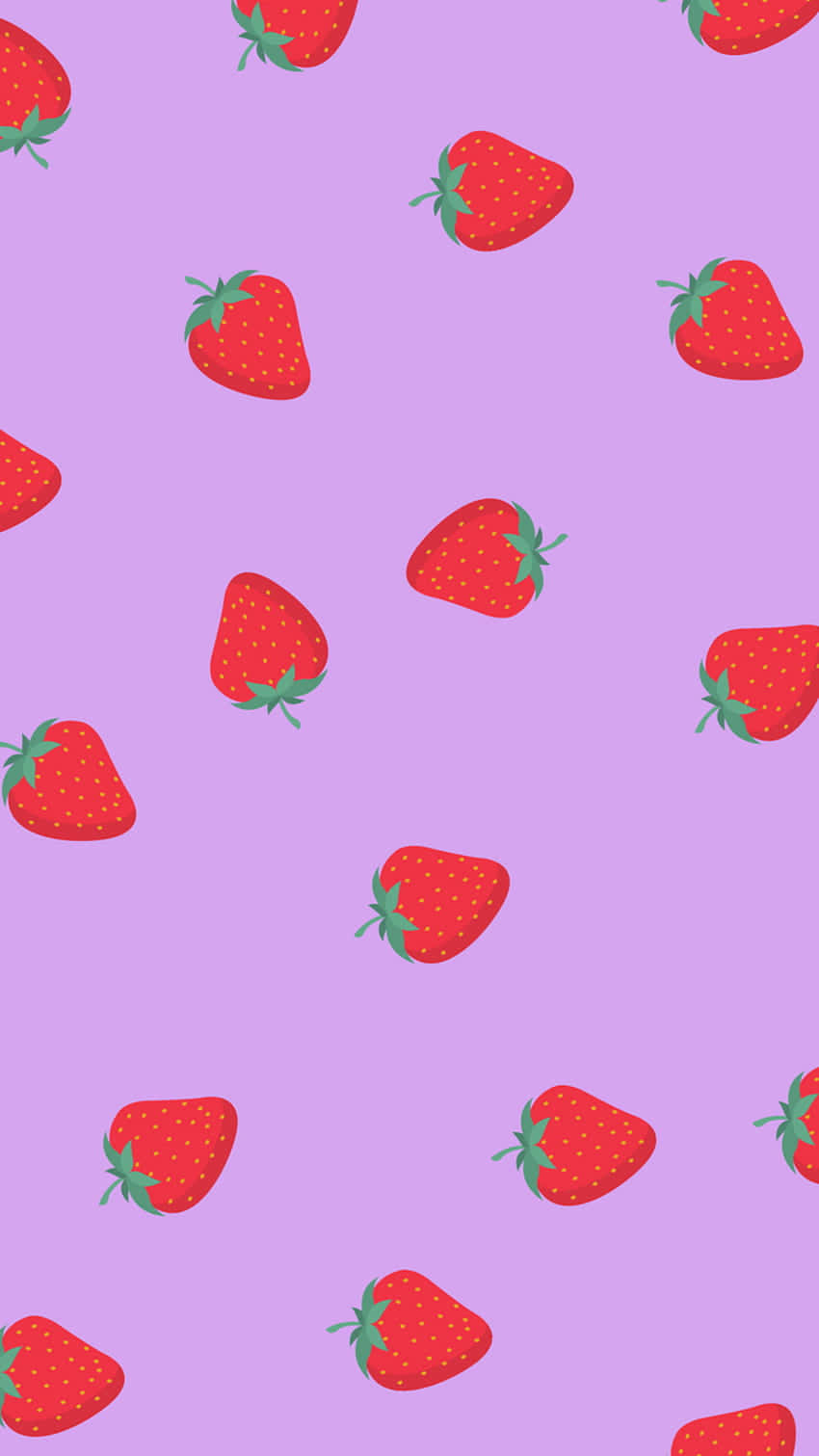 Adorable Pastel Strawberry Pattern In Purple Backdrop