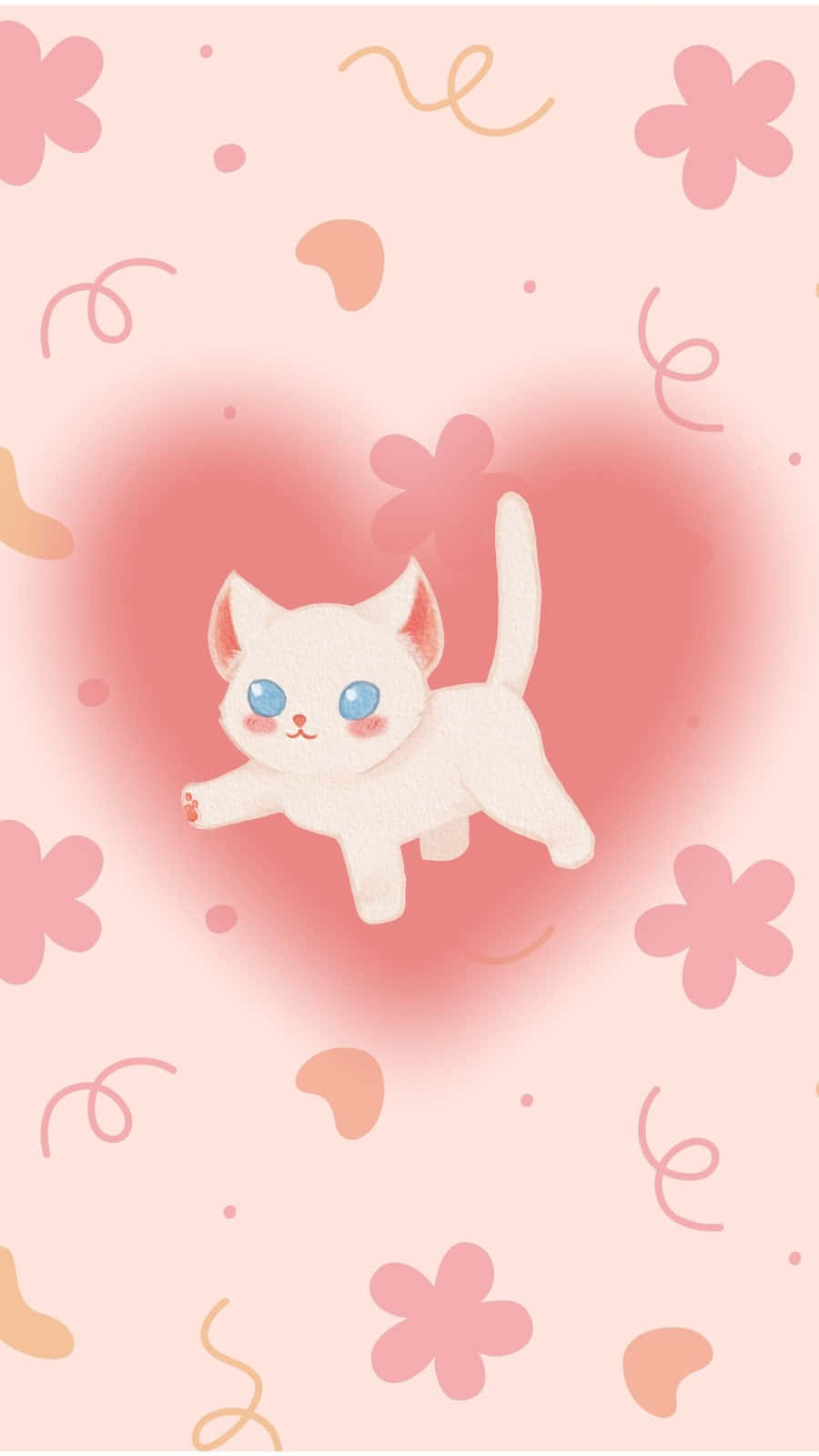 Adorable Pink Background Kitten Illustration Background