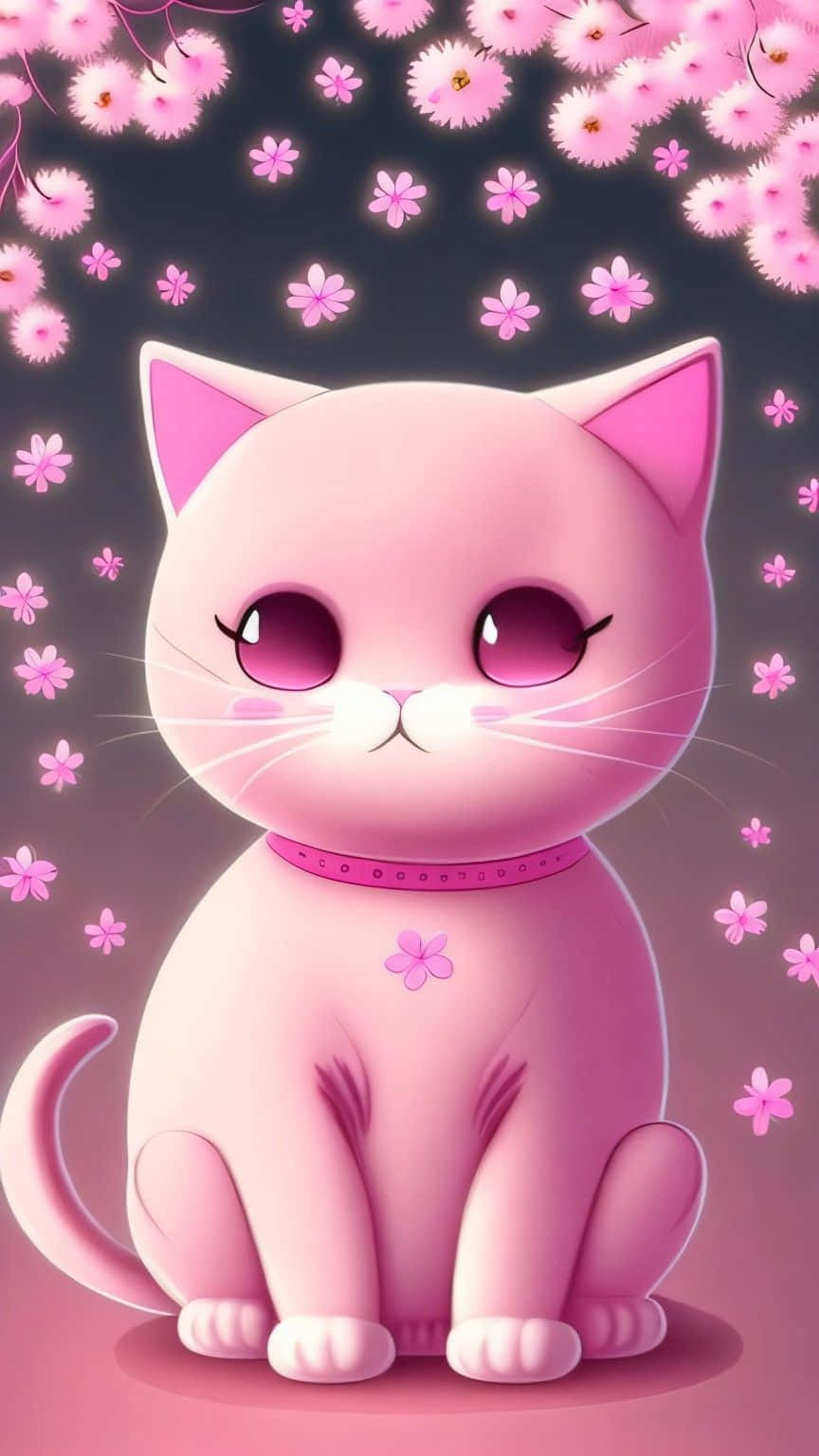 Adorable_ Pink_ Cat_ Animation Background