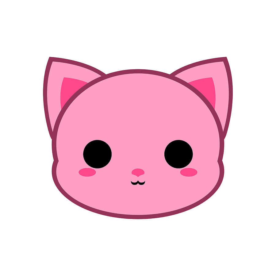 Adorable_ Pink_ Cat_ Face_ Vector Background