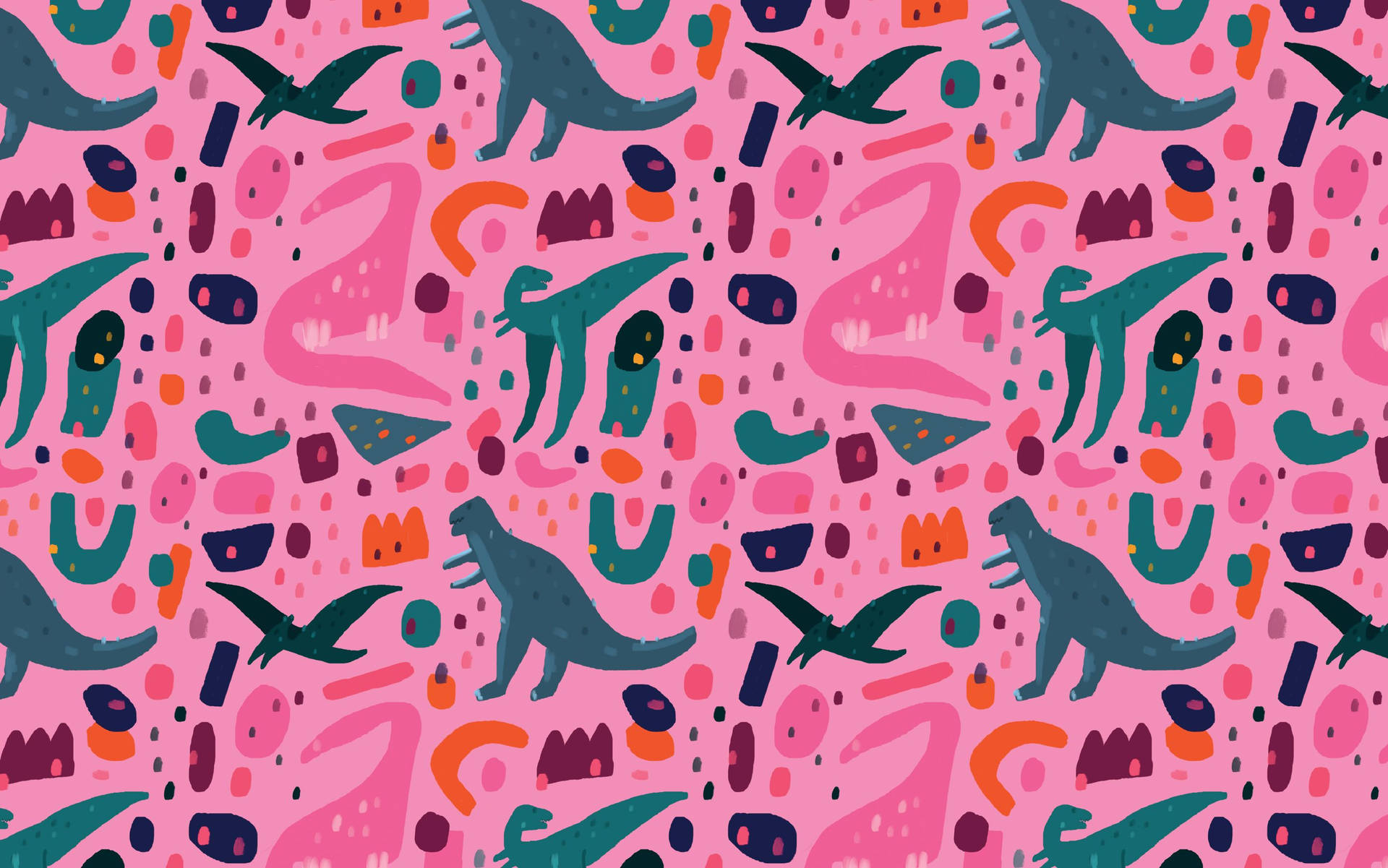 Adorable Pink Dinosaur Illustration Background