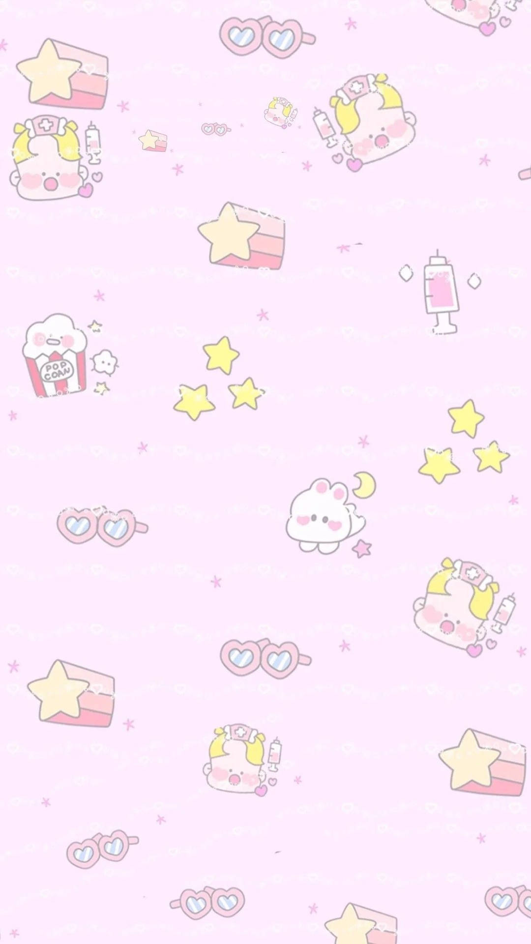 Adorable Pink Kawaii-themed Ipad Wallpaper Background