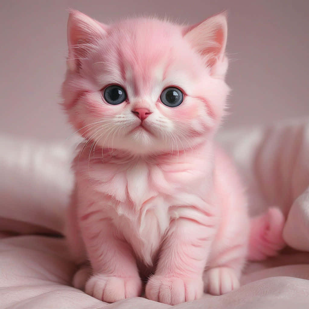 Adorable Pink Kitten Background