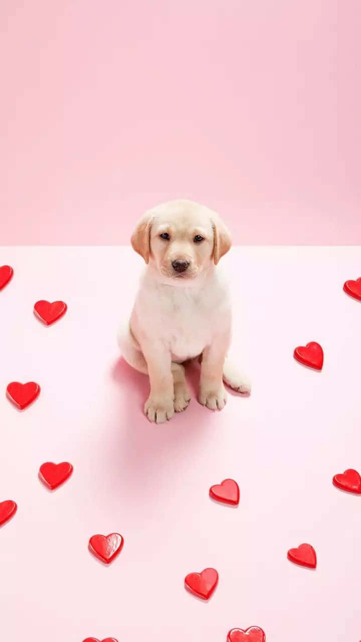 Adorable Pink Puppies Play Together In A Garden Background