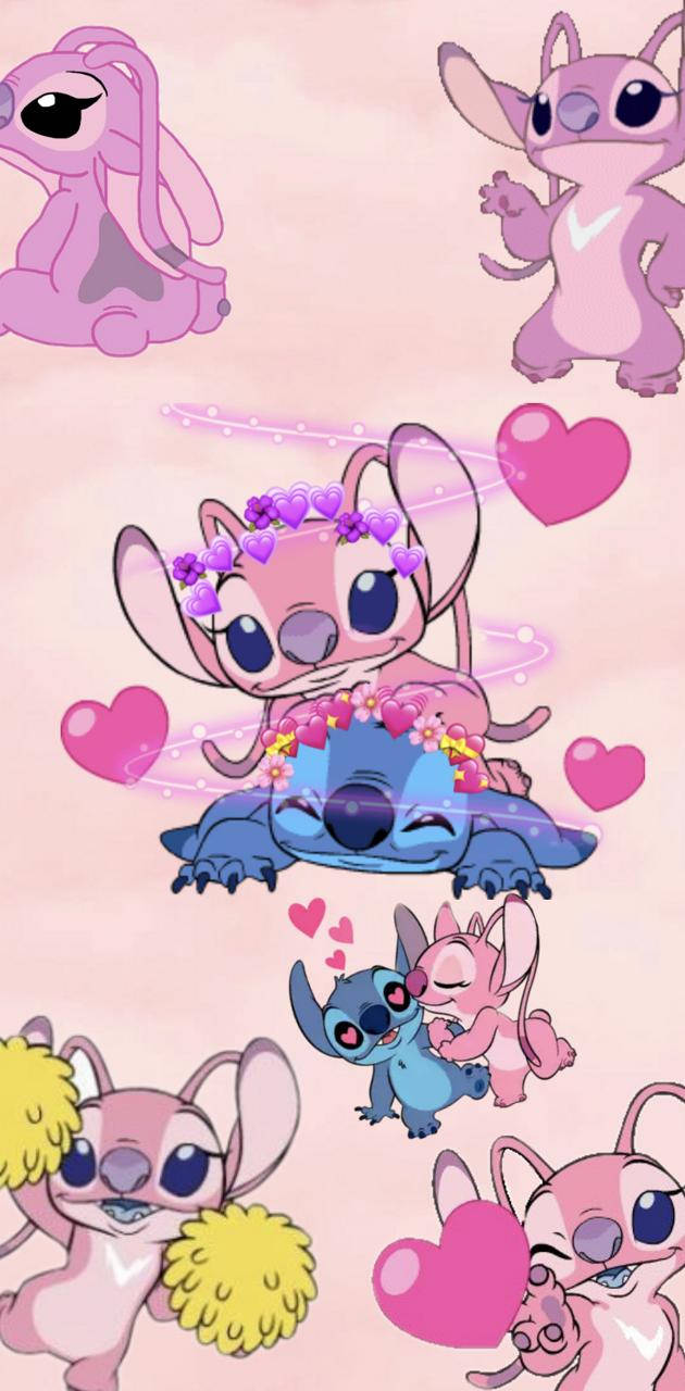 Adorable Pink Stitch Phone Background