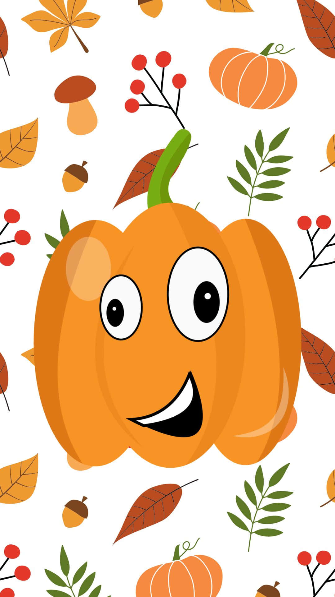 Adorable Pumpkin With Autumn Leaves Background