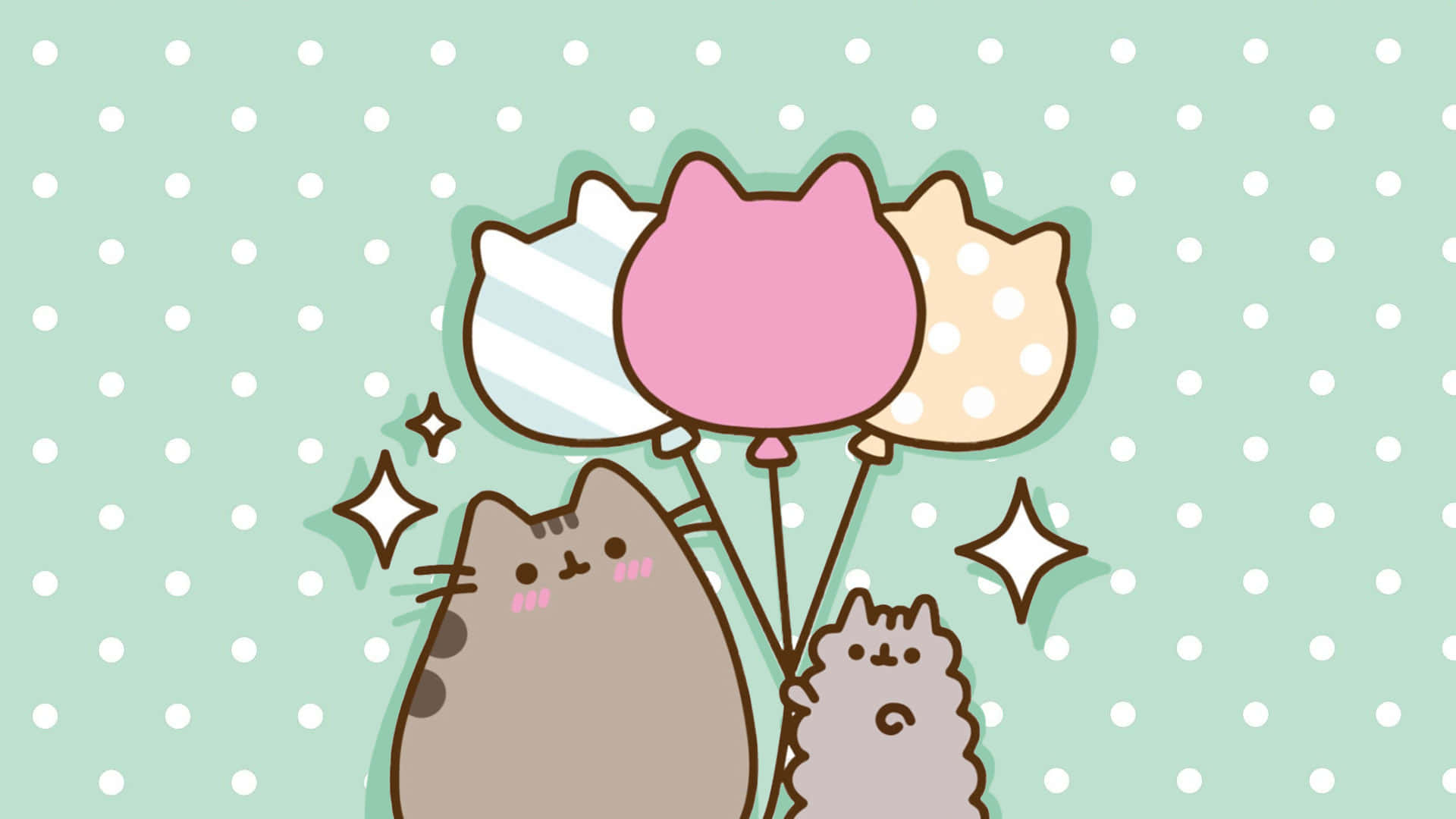 Adorable Pusheen Stuffs Its Face With Delicious Kawaii Treats Background