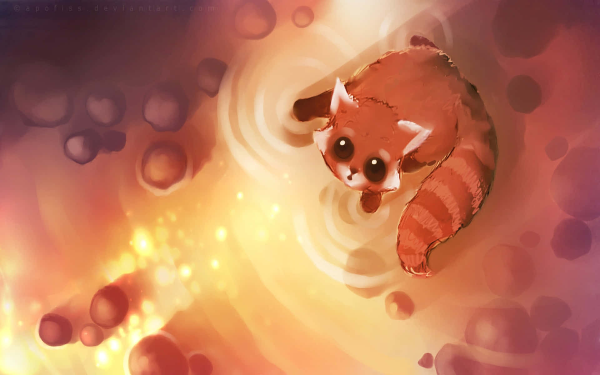 Adorable Red Panda With Big Round Eyes Background