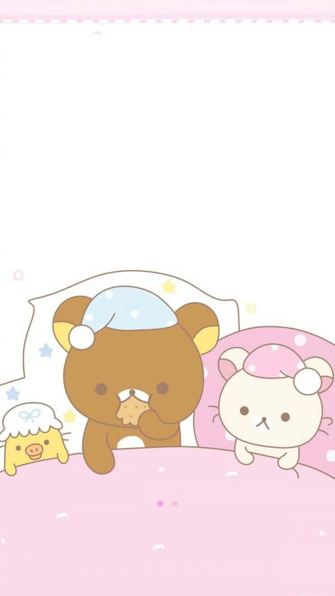 “adorable Rilakkuma Being Cuddly With Friends” Background