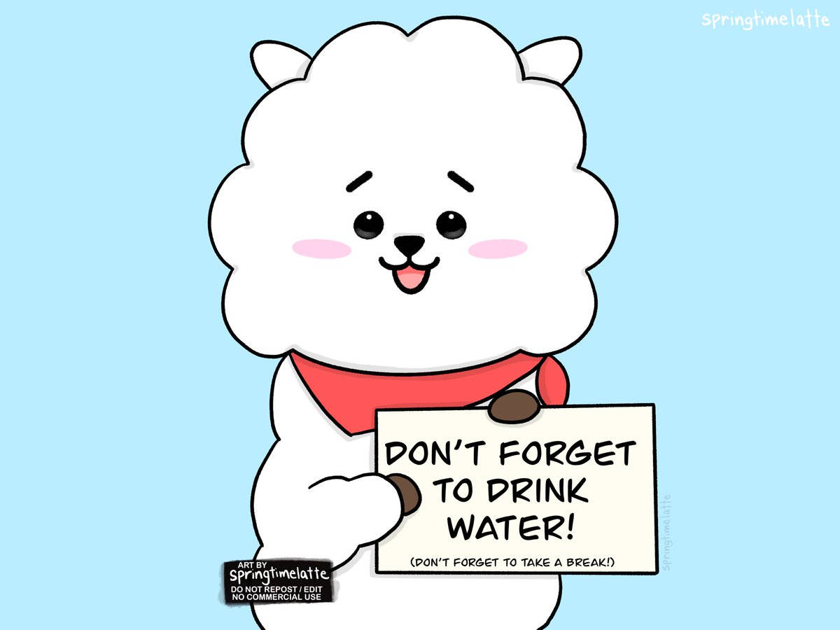 Adorable Rj From Bt21, Displaying Its Charming And Fluffy Personality While Posing Against A Neutral Background.