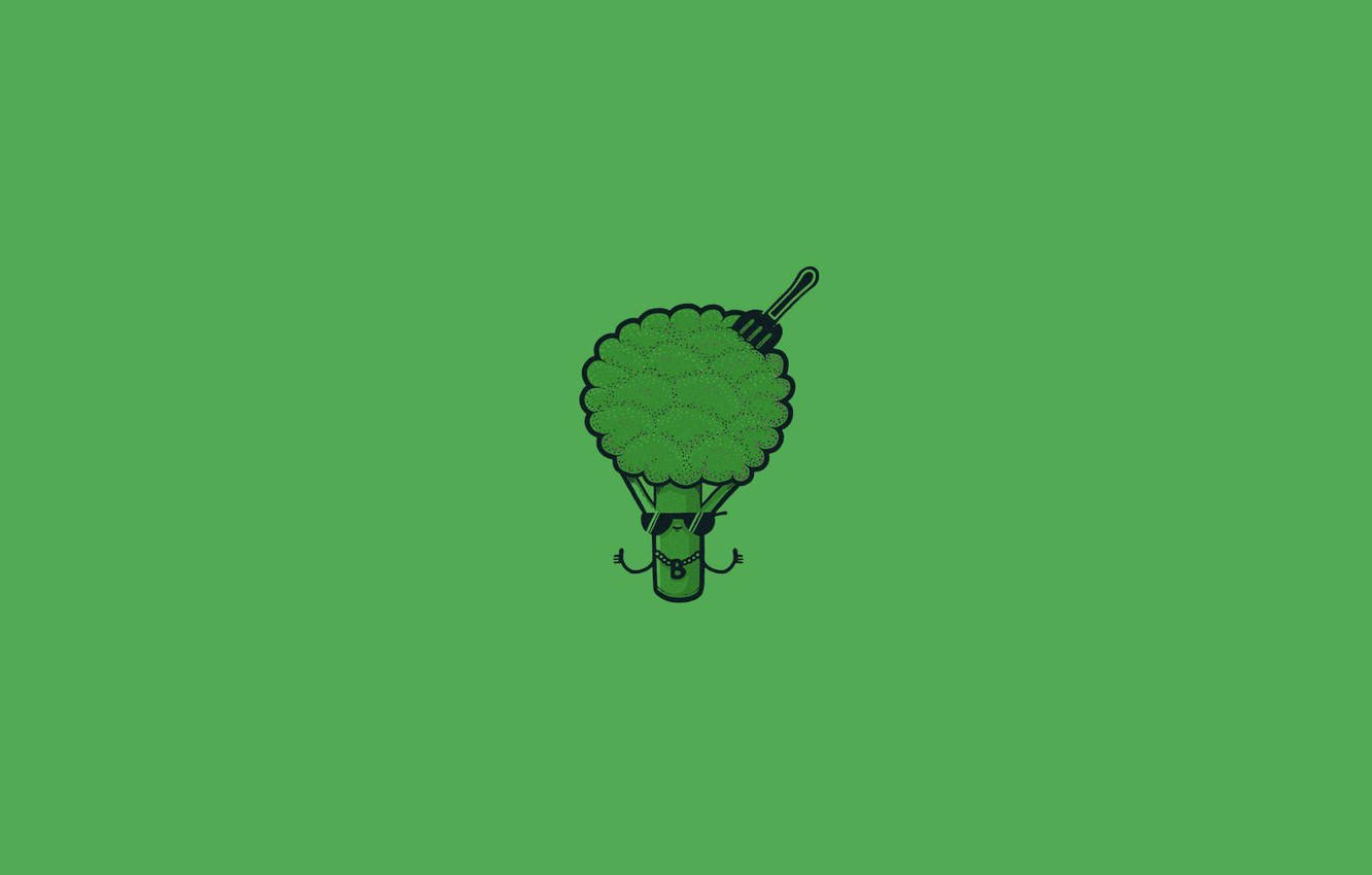 Adorable Small Broccoli With Fork Background