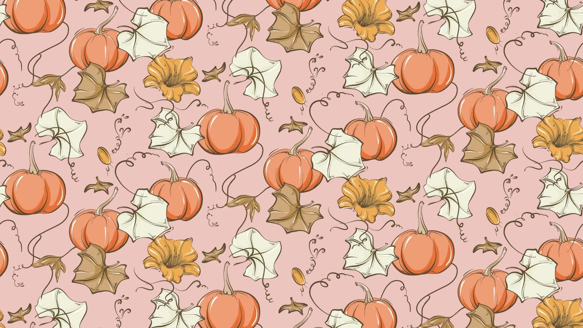 Adorable Smiling Pumpkin On Cozy Autumn Leaves Background