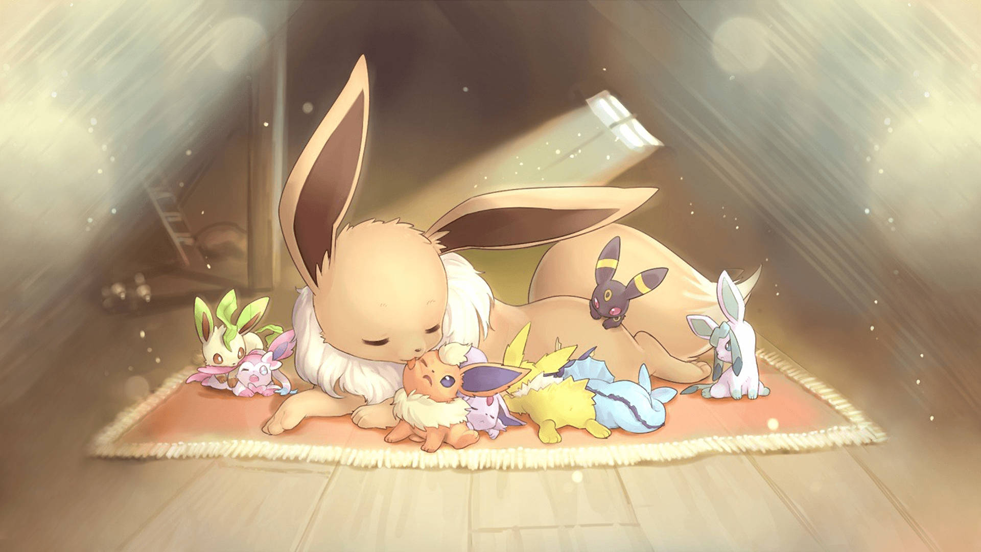 Adorable Snapshot Of Baby Jolteon And Its Eeveelutions Background