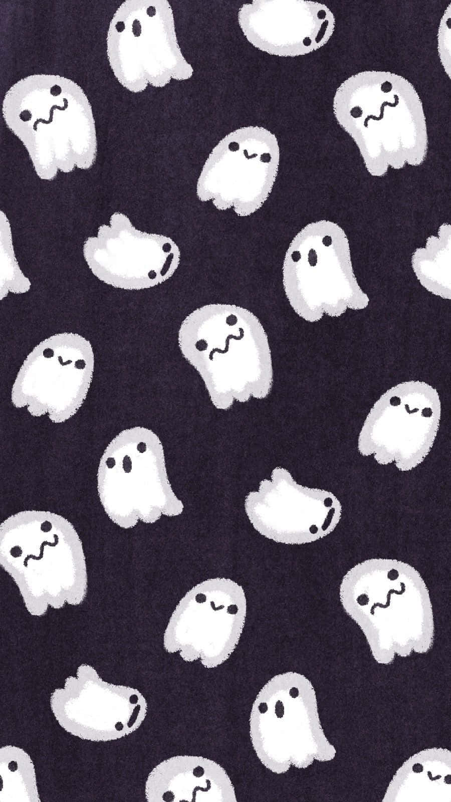 Adorable Spooky Ghost Floating In The Night Sky Background