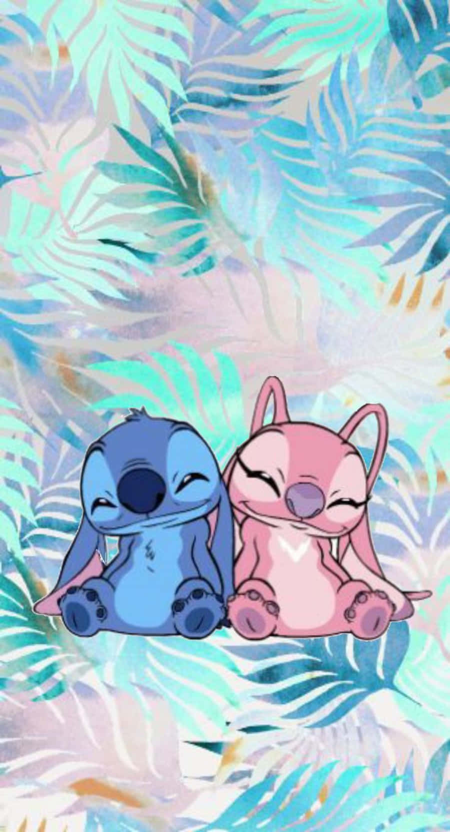 Adorable Stitch And Angel In Love Background