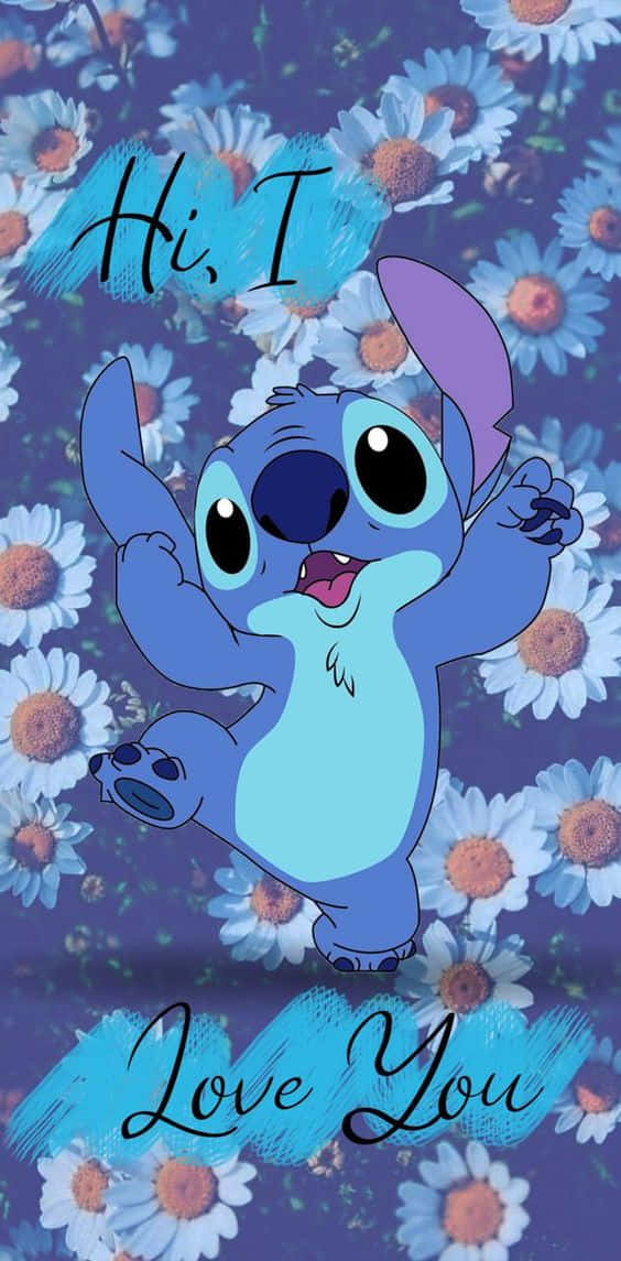 Adorable Stitch White Flowers Background