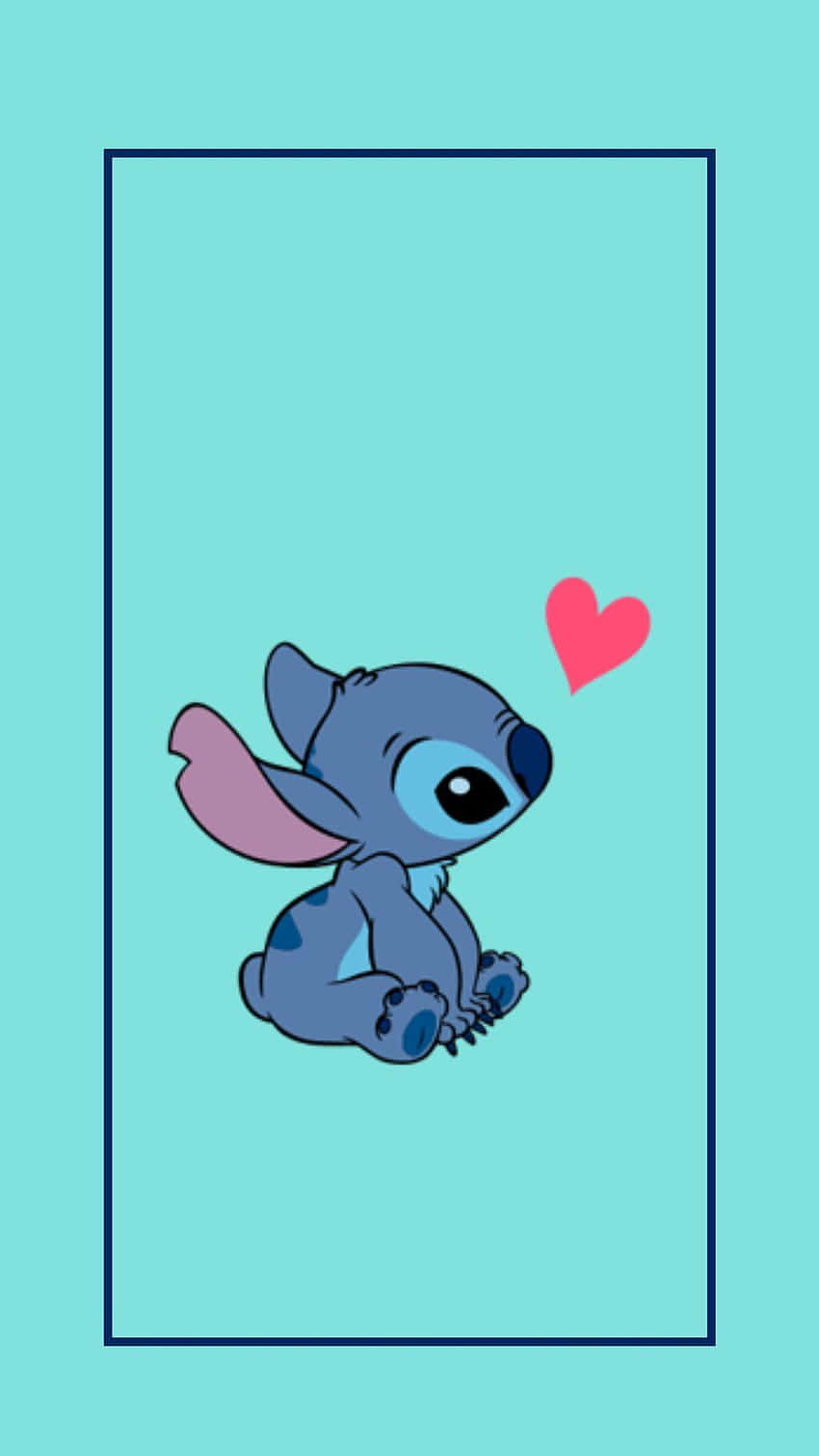Adorable Stitch With Heart Background