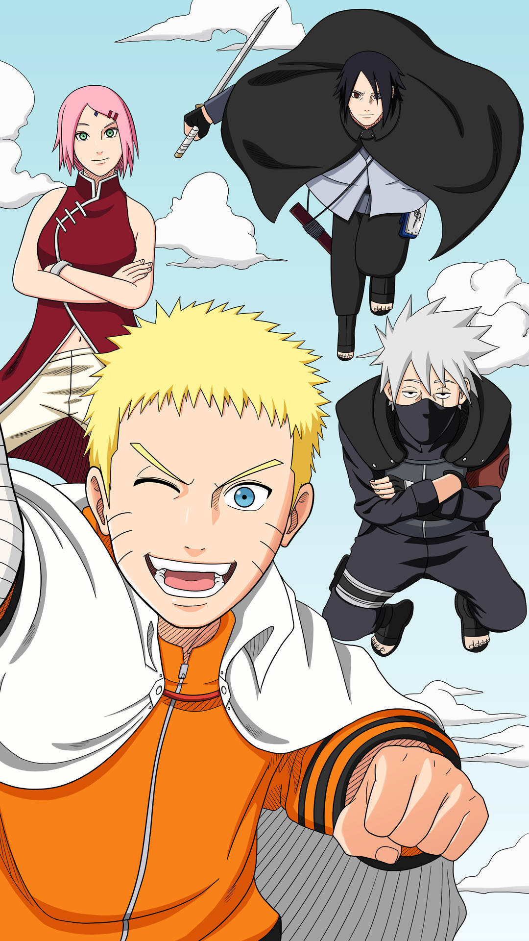 Adorable Team 7 In Clouds Background