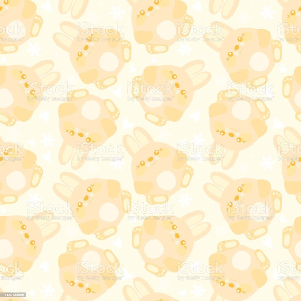 Adorable Yellow Kawaii Art Background
