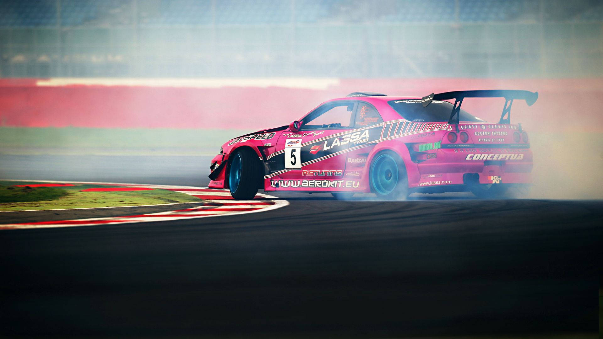 Adrenaline Rush With Nissan Gt-r Drift Car Background