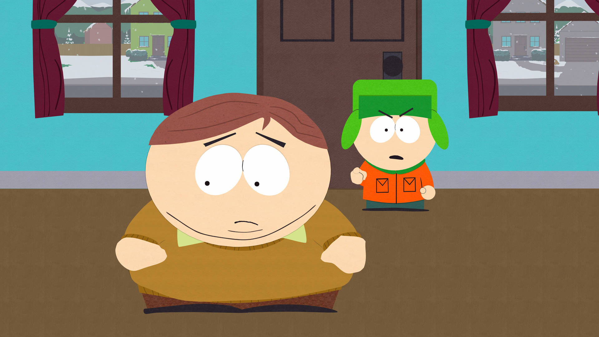 Adult Cartoon Kyle Broflovski And Eric Cartman Background