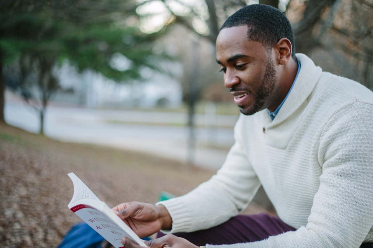 Adult Man Reading Book Background